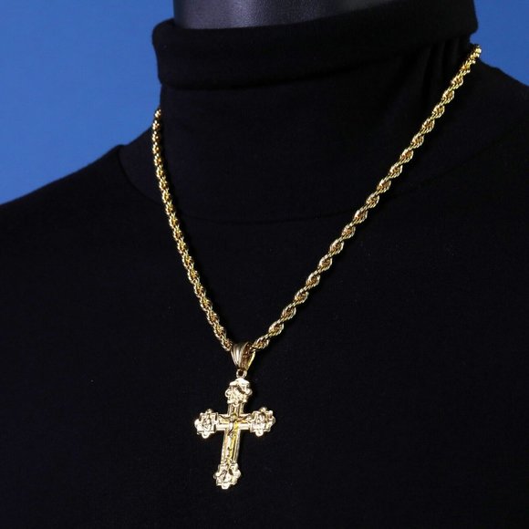 Jesus 14k Cross Crucifix Necklace - Picture 2 of 4